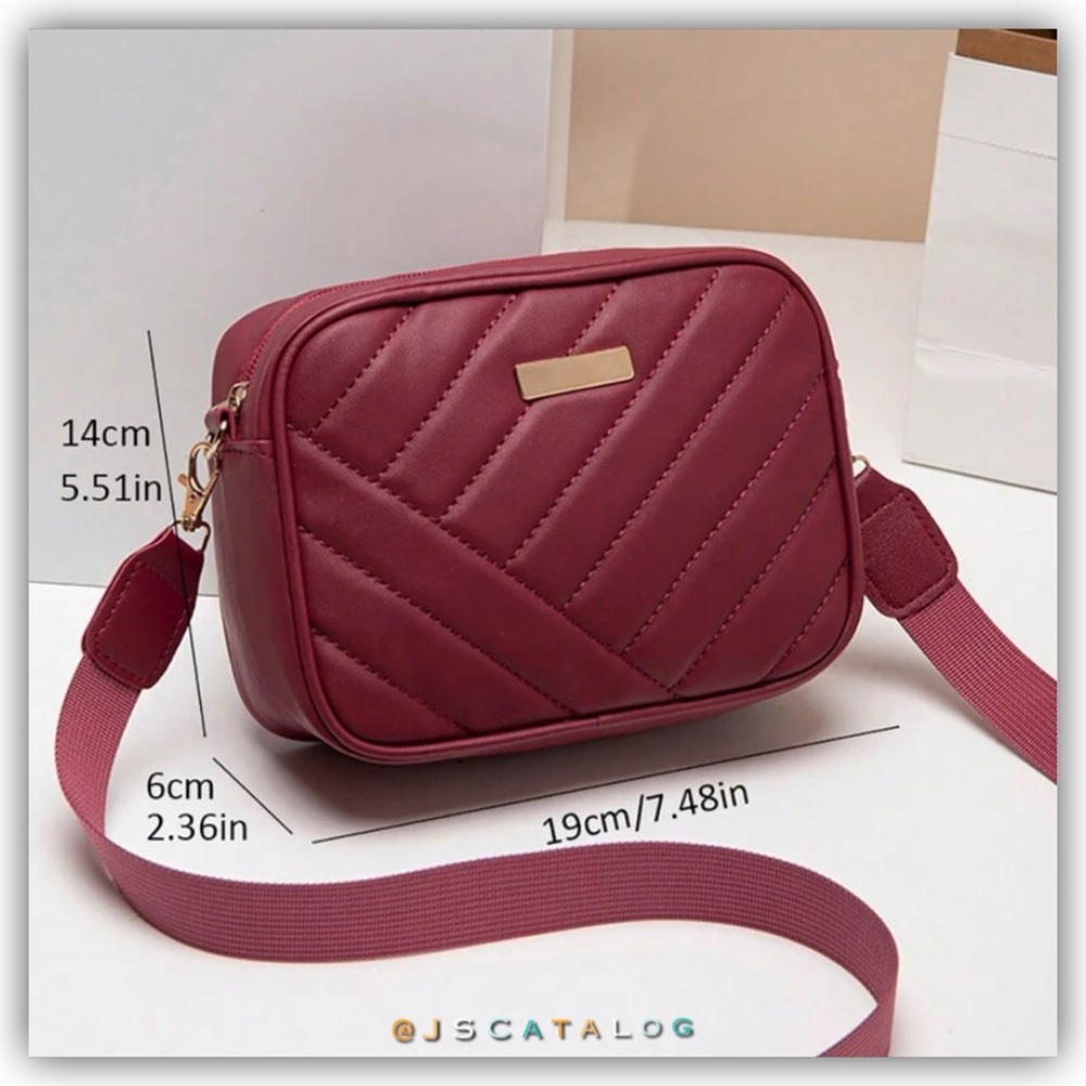 NEW Wine Red Leather Crossbody Purse Bag